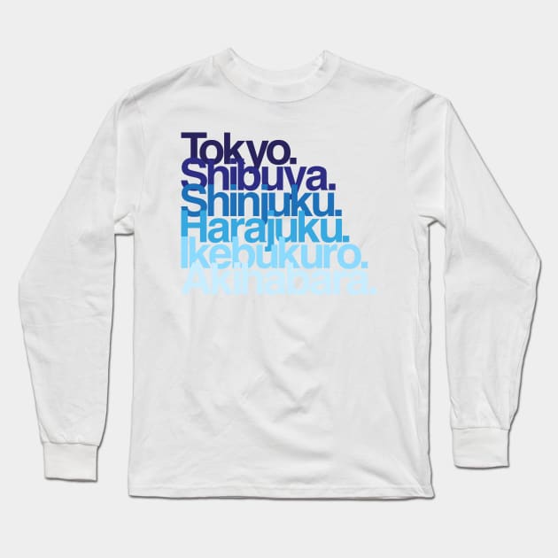 Tokyo Districts (blues) Long Sleeve T-Shirt by conform